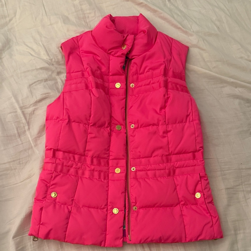 Lilly Pulitzer Pink Quilted Puffer Vest